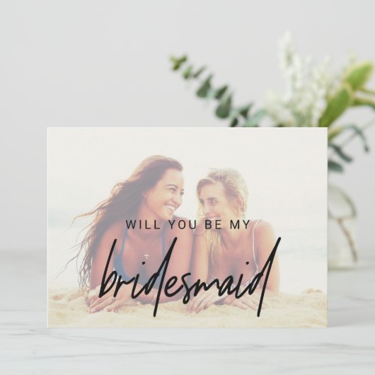 Whimsical Calligraphy | Faded fotobriefje Kaart (Staand voorkant)