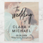 Whimsical Calligraphy | Faded-fotoweddenschap Wijn Etiket (Enkel label)