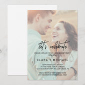 Whimsical Calligraphy Faded Photo Let's Celebrate Kaart (Voorkant / Achterkant)