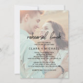 Whimsical Calligraphy Faded Photo Rehearsal Lunch Kaart (Voorkant)