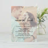 Whimsical Calligraphy Faded Photo Rehearsal Lunch Kaart (Staand voorkant)