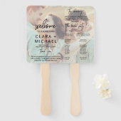 Whimsical Calligraphy Faded Photo Wedding Program Handwaaier (Voorkant en achterkant)