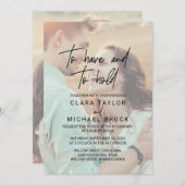 Whimsical Calligraphy Foto RSVP have Hold Wedding Kaart (Voorkant / Achterkant)