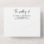 Whimsical Calligraphy | Foto van het huwelijk All In One Uitnodiging (Achterkant)