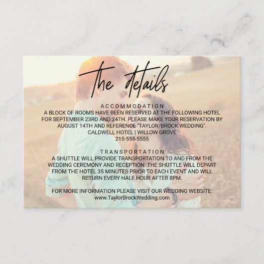 Whimsical Calligraphy | Kaart Faded foto-details (Voorkant)