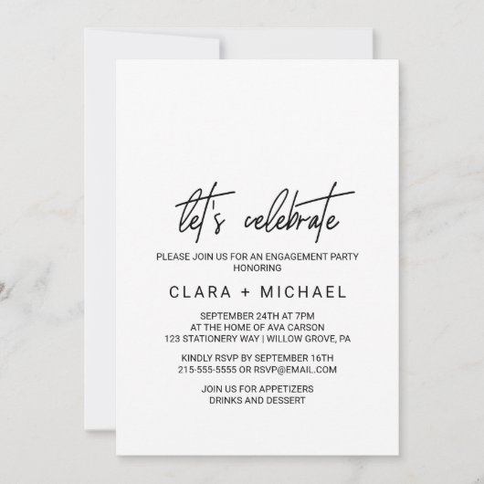 Whimsical Calligraphy Photo Back Let's Celebrate Kaart (Voorkant)