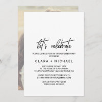 Whimsical Calligraphy Photo Back Let's Celebrate