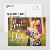 Whimsical Calligraphy Photo Save the Date Briefkaa Aankondigingskaart (Voorkant / Achterkant)
