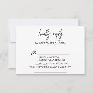 Whimsical Calligraphy Song Request RSVP Card Kaartje
