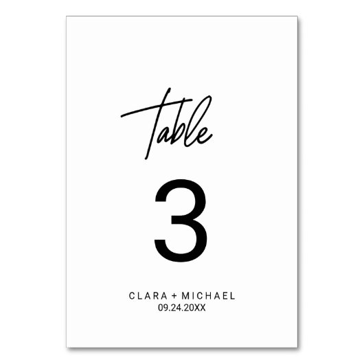 Whimsical Calligraphy Table Number Kaart (Voorkant)