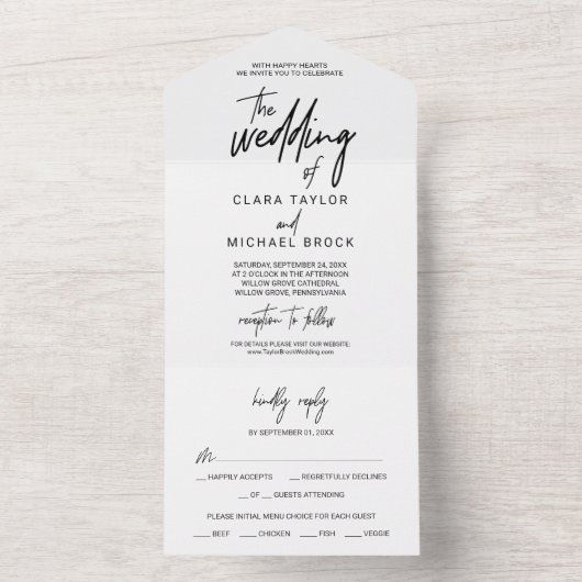 Whimsical Calligraphy the Wedding of All In One Uitnodiging (Binnen)