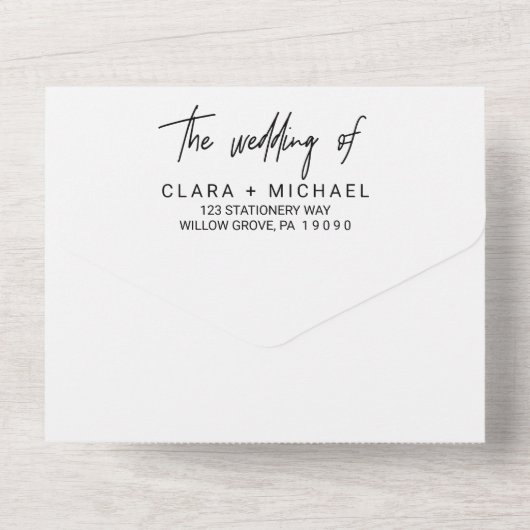 Whimsical Calligraphy the Wedding of All In One Uitnodiging (Achterkant)