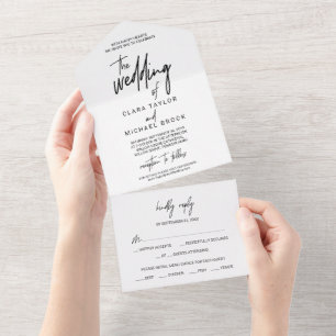 Whimsical Calligraphy the Wedding of All In One Uitnodiging