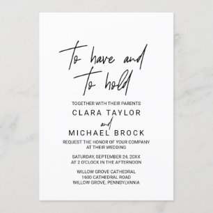 Whimsical Calligraphy To have and to hold Wedding Kaart