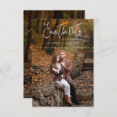 Whimsical Calligraphy Trouwfoto Verloving Save The Date (Voorkant / Achterkant)