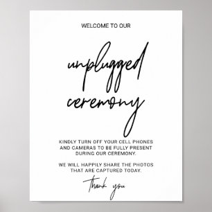 Whimsical Calligraphy Unplugged Ceremony Sign Poster