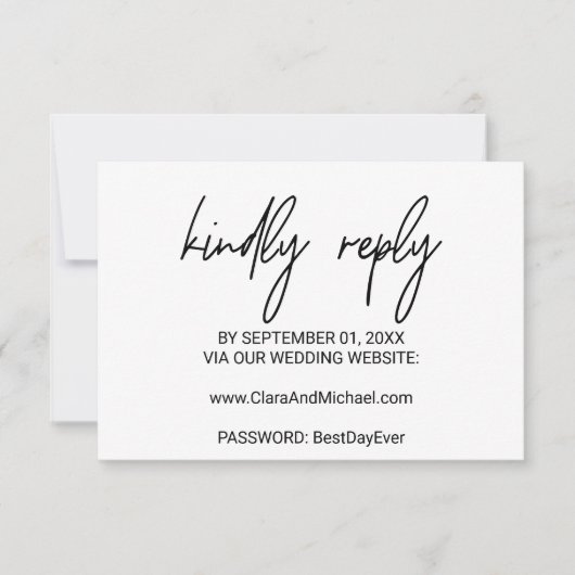Whimsical Calligraphy Wedding Website RSVP Card (Voorkant)