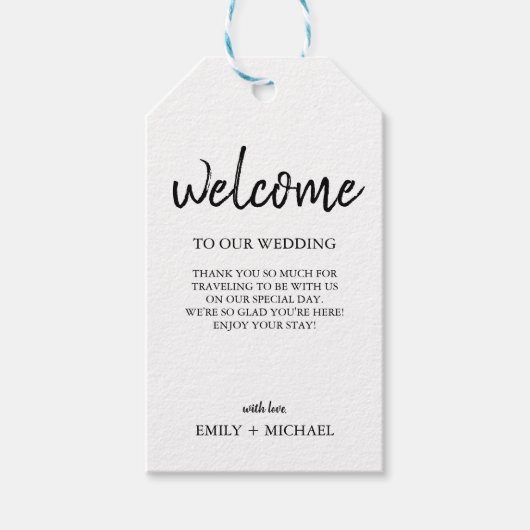 Whimsical Calligraphy Wedding Welcome Gift Labels Cadeaulabel (Voorkant)