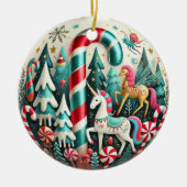 Whimsical Candy Cane Forest Kerstversiering – P Keramisch Ornament (Voorkant)