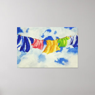 Whimsical Canvas Kunst Wasserij Clothesline, Artis
