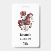 Whimsical Carousel Horse Image Badge (Achterkant)