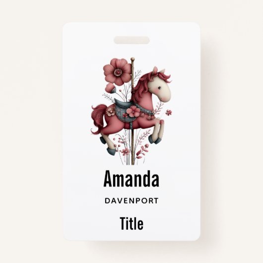 Whimsical Carousel Horse Image Badge (Achterkant)