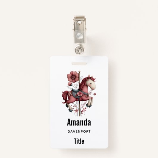 Whimsical Carousel Horse Image Badge (Achterkant met clip)