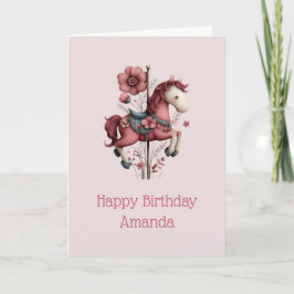 Whimsical Carousel Horse Image Birthday Kaart