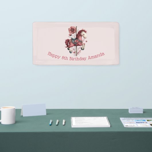 Whimsical Carousel Horse Image Birthday Spandoek (Beurs)