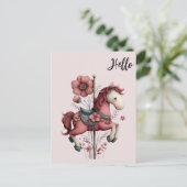 Whimsical Carousel Horse Image Briefkaart (Staand voorkant)