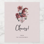 Whimsical Carousel Horse Image Cheers Wijn Etiket (Enkel label)