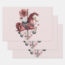 Whimsical Carousel Horse Image Inpakpapier Vel