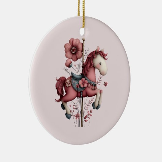 Whimsical Carousel Horse Image Keramisch Ornament (Rechts)