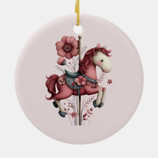 Whimsical Carousel Horse Image Keramisch Ornament (Achterkant)