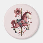 Whimsical Carousel Horse Image Magneet (Voorkant)