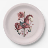 Whimsical Carousel Horse Image Papieren Bordje (Voorkant)