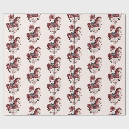 Whimsical Carousel Horse Image Pattern Cadeaupapier (Vlak)