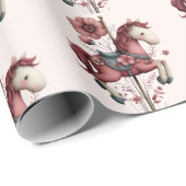 Whimsical Carousel Horse Image Pattern Cadeaupapier (Rol Hoek)