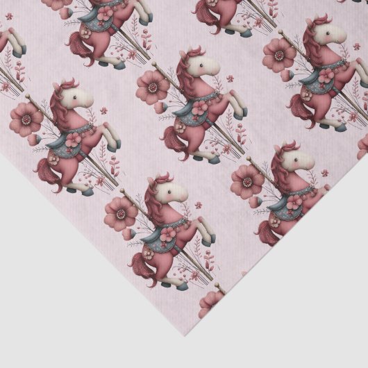 Whimsical Carousel Horse Image Pattern Tissuepapier (Detail)