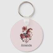 Whimsical Carousel Horse Image Sleutelhanger (Achterkant)