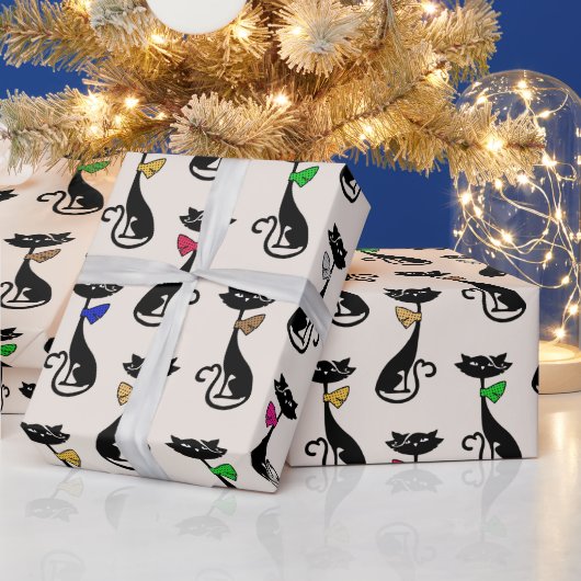 Whimsical Cartoon Cat Pattern Cadeaupapier (Feestdagen)