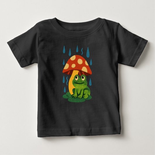 Whimsical Cartoon Frog Under Toadstool Rain Shelte (Voorkant)