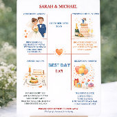 Whimsical Cartoon Icons Wedding Timeline Program Programma