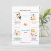 Whimsical Cartoon Icons Wedding Timeline Program Programma (Staand voorkant)