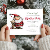 Whimsical Cartoon Santa Claus Holiday Party Invite Kaart