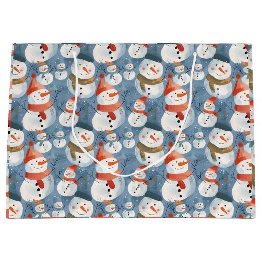 Whimsical cartoon sneeuwpoppen groot cadeauzakje (Voorkant)