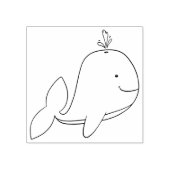Whimsical Cartoon Whale Outline Rubber Art Stamp Rubberstempel (Afrduk)