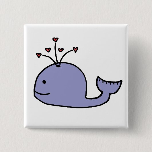 Whimsical Cartoon Whale Vierkante Button 5,1 Cm (Voorkant)