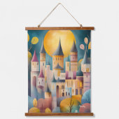 Whimsical Castle Village kunstwerk Hangend Wandkleed (Voorkant)