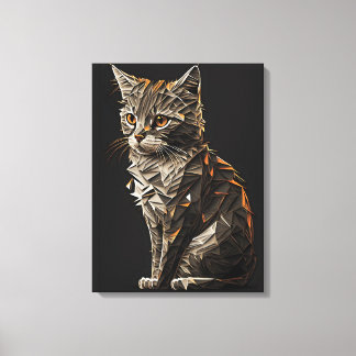 Whimsical Cat abstract Canvas Afdruk